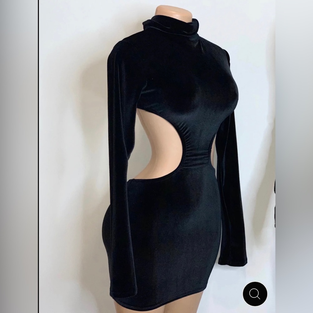 Boutique Sexy Black Velour Dress